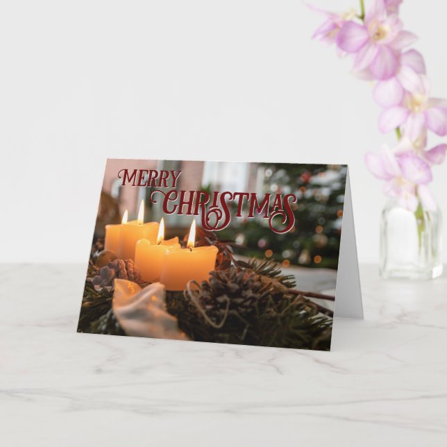 God Jul elegant julkrans ljus Kort (Orkide)