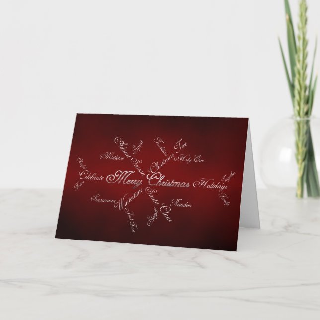 God jul elegant: Julsnowflake ord Kort (Framsida)