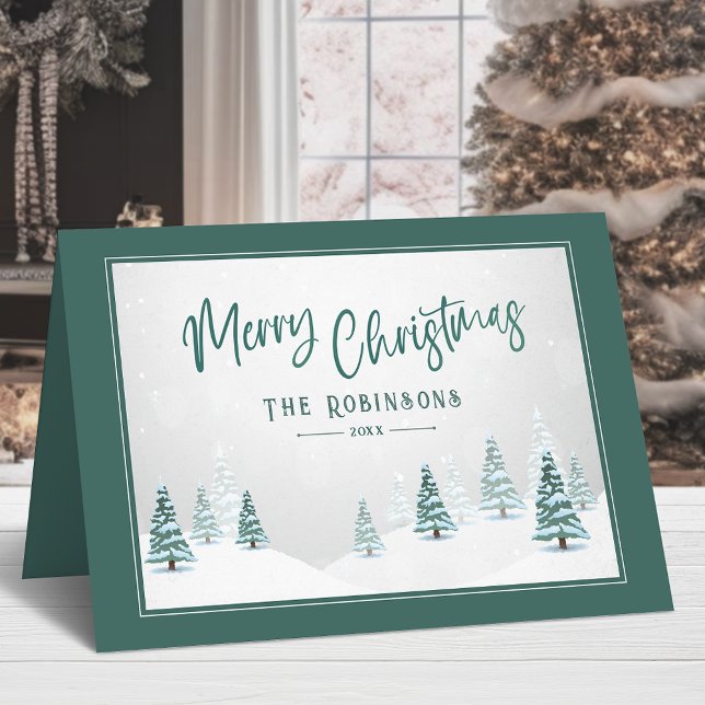 God jul Elegant Land Winter Spruce Träd Helgkort (Available in high quality print or digital download for quick text messaging, email or self print.)
