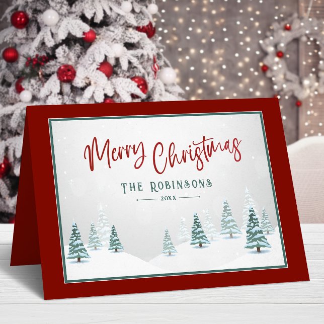 God jul Elegant Land Winter Spruce Träd Helgkort (Available in high quality print or digital download for quick text messaging, email or self print.)