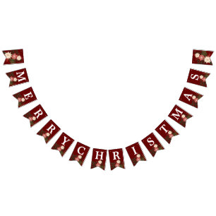 God jul Elegant Maron Poinsettia Helgdag Vimplar