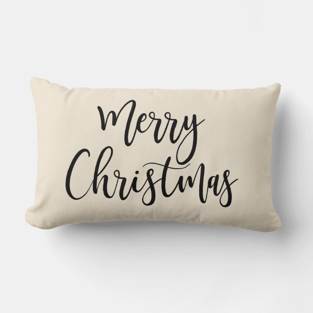God jul Elegant Modern Script Black Lumbarkudde (Framsida)