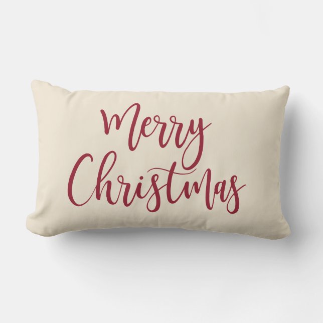 God jul Elegant Modern Script Red Lumbarkudde (Framsida)