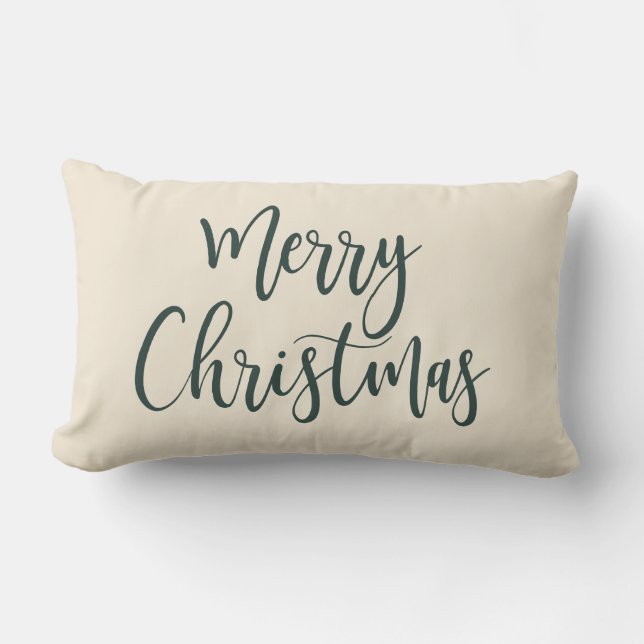 God Jul Elegant Modernt Skript Grönt Lumbarkudde (Framsida)