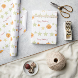 God Jul Elegant Mönster Apelsiner och Stjärnor Presentpapper