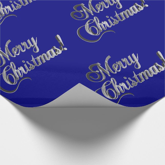 God jul Elegant Navy Blue och Silver Grått Presentpapper (Hörn)