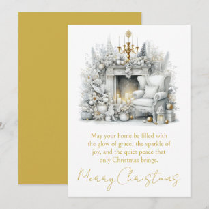 God jul Elegant öppen spis med ljuskrona Julkort