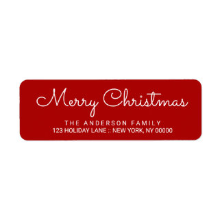 God jul Elegant Red Hand Lettered-etikett Returadress Etikett