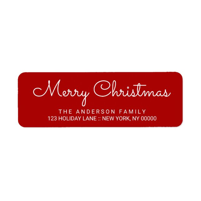 God jul Elegant Red Hand Lettered-etikett Returadress Etikett (Framsidan)