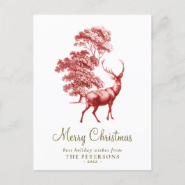God jul Elegant Red Vintage Hjort Vykort