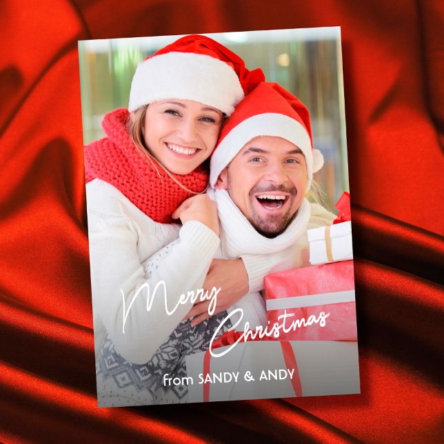 God jul Elegant Script 2-sidesdesignfoto Julkort (Skapare uppladdad)