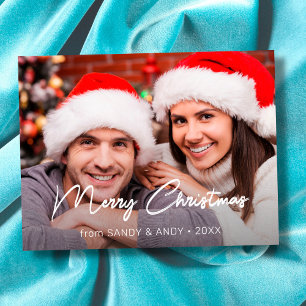 God jul Elegant Script Photo 2 Side Design Helg Vykort
