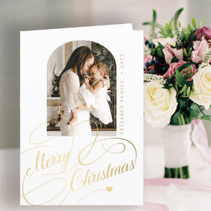 God jul elegant-skriptfamiljfoto helgkort