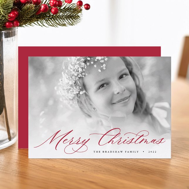 God Jul | Elegant Skriptfoto Julkort (Skapare uppladdad)