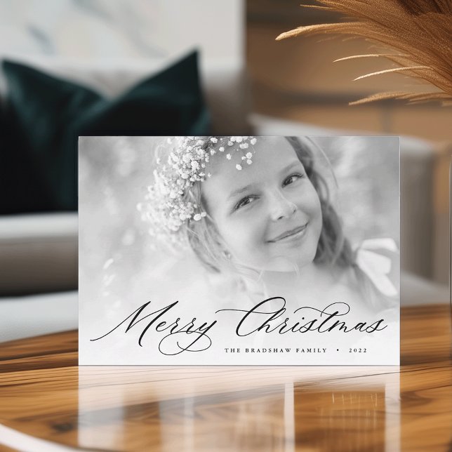 God Jul | Elegant Skriptfoto Julkort (Skapare uppladdad)