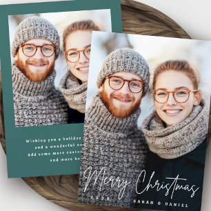 God jul elegant-skriptfotot för grönten gräs julkort