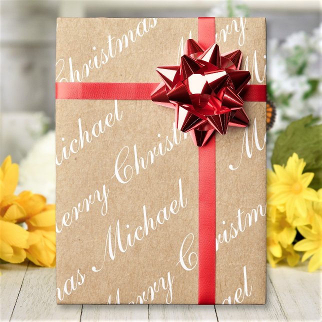 God Jul Elegant Skripttext Kraft Stil Presentpapper (Skapare uppladdad)