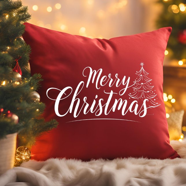 God jul Elegant Skripttypografi röd Kudde (Skapare uppladdad)