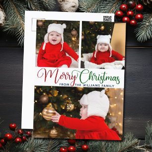 God jul Elegant Typografi 3 fotocute Vykort