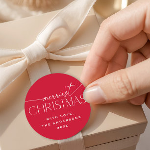 God jul Elegant typografi Röd högtid Runt Klistermärke
