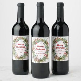 God jul Elegant Utandning Vinflaska Etikett