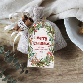 God jul Elegant Vattenfärgning Utandning Presentetikett