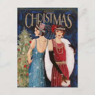 God jul Elegant Vintage Retro Dam Vykort