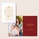 God jul Elegant Vintage Typography Foil Folierat Kort<br><div class="desc">Elegant vintage Viktoriansk jultypografi i stil med återcirklar i form av dekorativa dekorativa dekorativa dekorativa helgdagskort - vikta folier med foto som tillval. Elegantens jacklande folie framhäver den roliga kalligrafin och accenterna från finare helgdag. Lägg till ett foto och skapa ett eget anpassat meddelande med vår enkla mall, eller få...</div>