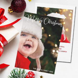 God jul Elegant - vit typografi - foto Julkort