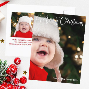 God jul Elegant - vit typografi - foto Vykort