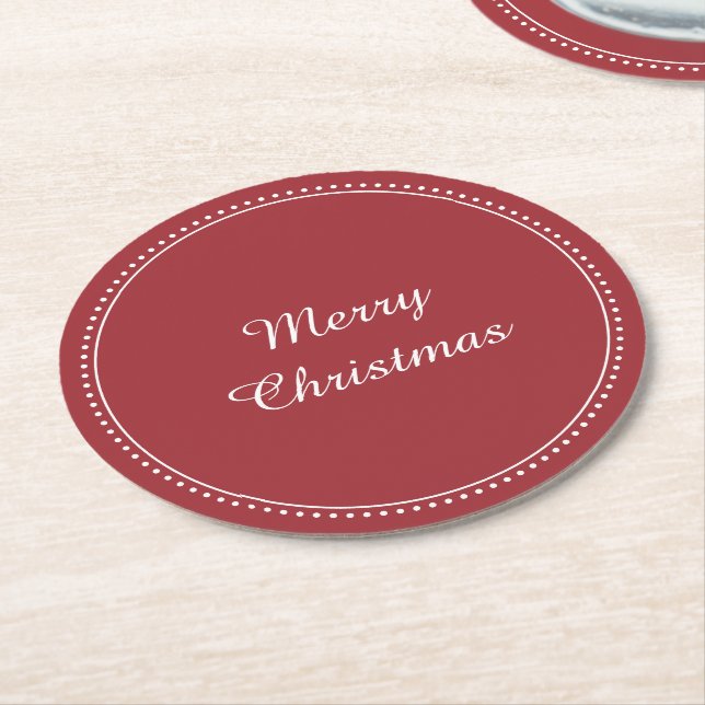 God jul Elegant White and Red Milgrain Underlägg Papper Rund (Vinklad)