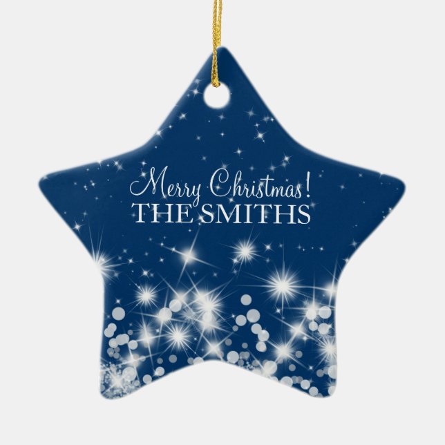 God jul Elegant Winter Gnistra Royal Blue Julgransprydnad Keramik (Framsidan)