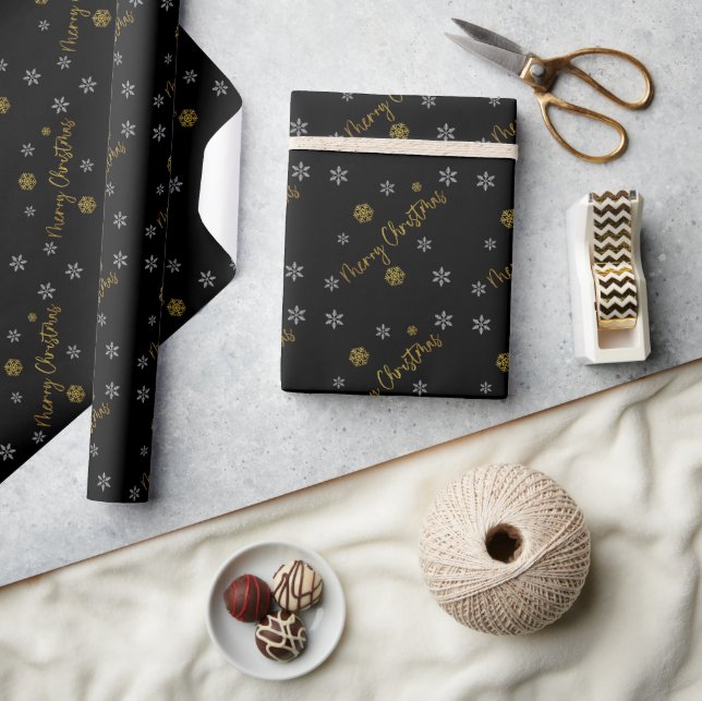 God Jul Eleganta Gyllene Snöflingor Presentpapper (Hantverk)