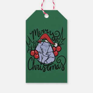 God jul Elephant Cute Santa Hat Presentetikett