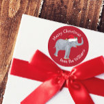 God jul Elephant i Santa Hat Cute Red Runt Klistermärke<br><div class="desc">Cute helgdag djur är min favoritdel av julen. En vacker elefant som bär en röd julhatt och tittar lycklig. Den här personligens presentdekal fyller mig med julandan.</div>