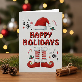 God jul Elf Boots Jultomten Hat White Helgkort