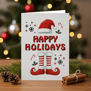 God jul Elf Boots Jultomten Hat White Helgkort