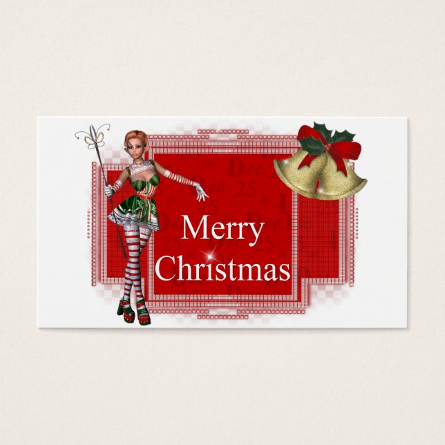 God jul Elf Design 2 - Helgdag Gift-Märkre Visitkort (Framsidan)