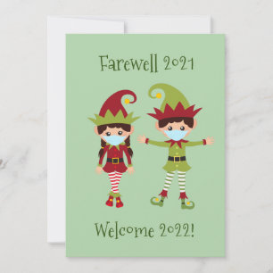 God jul Elf Funny Ansikte Mask Farewell 2021 Julkort