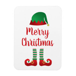 God jul Elf Hat Red Grönt Magnet