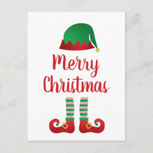 God jul Elf-utsmyckningsröd typografi Vykort