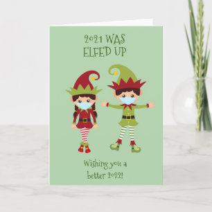 God Jul Elfed Up Rolig Ansiktsmask 2021 Helgkort