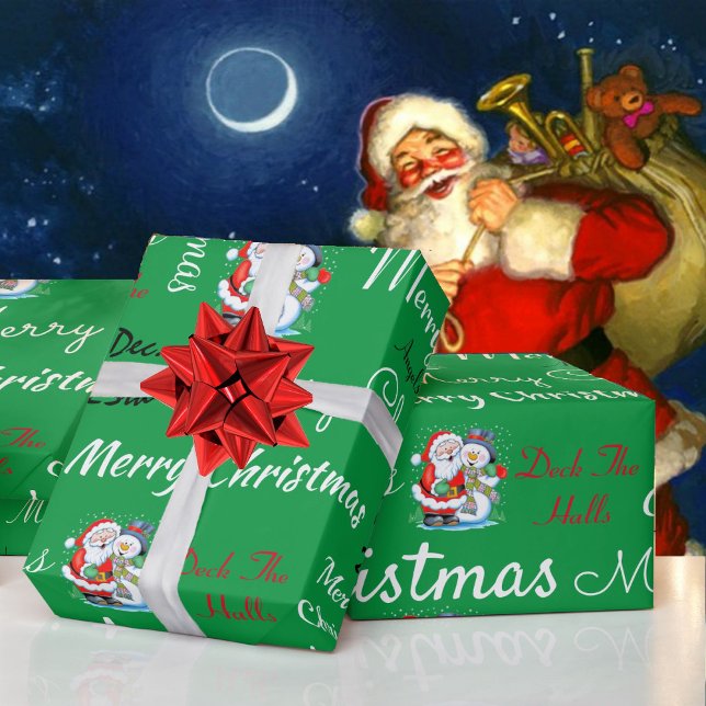 God jul eller DIY Glad helg Grönt White Presentpapper (Skapare uppladdad)