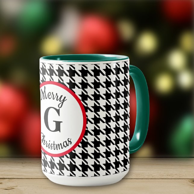 God jul eller Namn på Houndstooth 15oz Mugg (Skapare uppladdad)