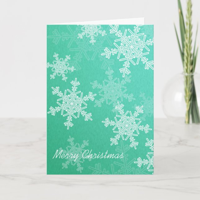 God jul Emerald White Snowflake Minimalist Helgkort (Framsida)