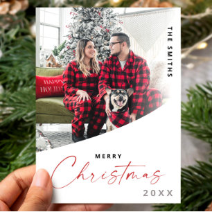 God Jul En Foto Script Klassisk Modern Julkort