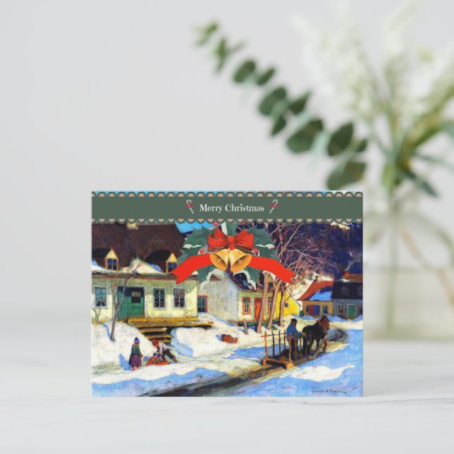 God jul, en gata i en by i Québec Vykort (Stående Fram)