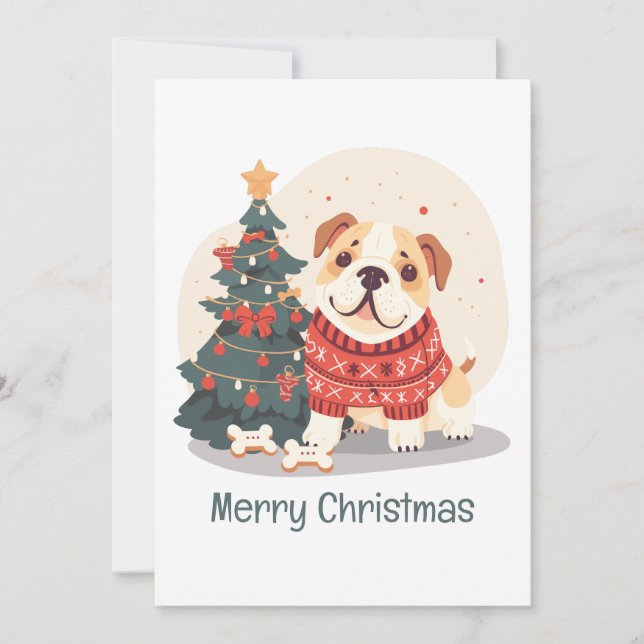God Jul Engelsk Bulldog Julsvettar Julkort (Framsida)