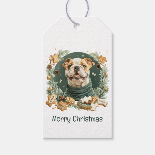 God jul engelsk bulldogg presentetikett (Framsidan)