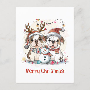 God jul Engelska Bulldog Helg Vykort